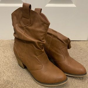 Brown heeled ankle boots